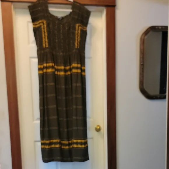 Ulla Popken Black & Yellow Embroidered Boho Cap Sleeve Maxi Dress 20/22 - Picture 1 of 11